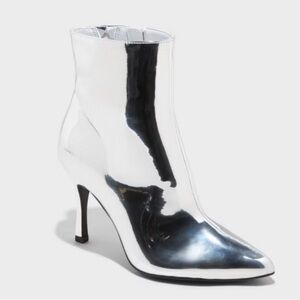 Silver Ankle Stiletto Boots